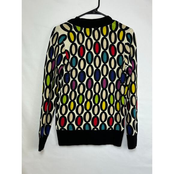 Trina Turk Women's XS Black/White 100% Merino Wool Button Front Cardigan - Picture 7 of 7